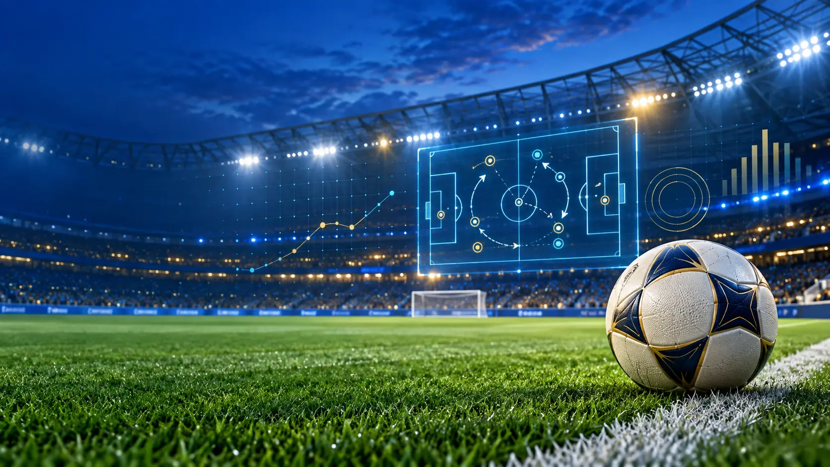 Stadion sepak bola dengan visual analisis taktik